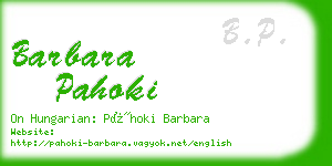 barbara pahoki business card